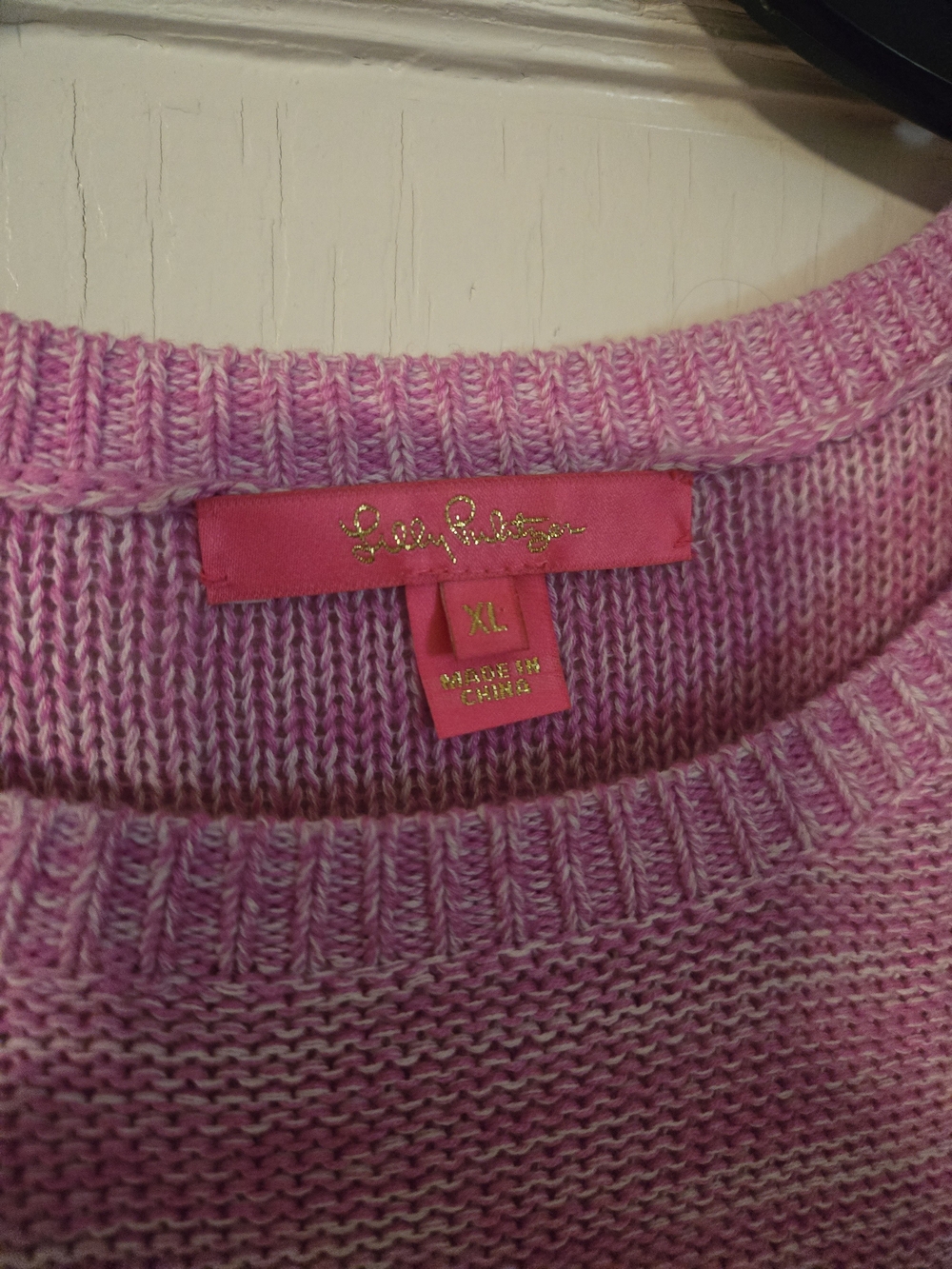 Lilly Pulitzer Pink Lavender Crewneck Sweater with Sleeve Button Detail - Picture 2 of 4